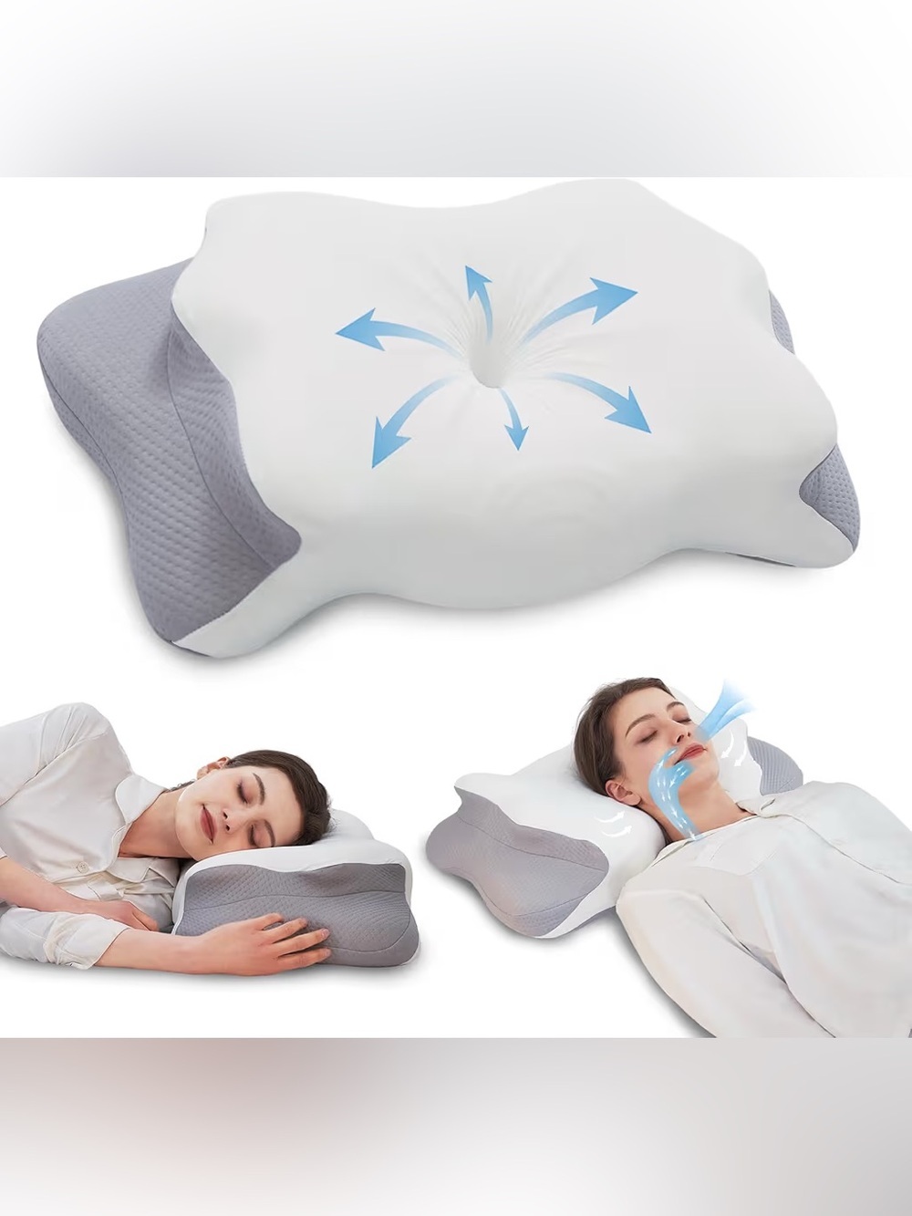 Pillow for Neck, 5.5"/4.3" Dual Loft Memory Foam Pillow